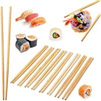 Relaxdays Pack de 10 Pares de Palillos Chinos Desechables- Bambú- Marrón- 24 cm